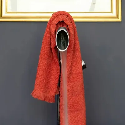 Serviettes de bain - Drap de bain uni Zoé Brique 100 x 180 - MAISON VIVARAISE - SDE VIVARAISE WINKLER