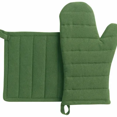 Potholders - Recycled Kitchen Glove and Pot Holder Jona Vert 15 X 30 - MAISON VIVARAISE - SDE VIVARAISE WINKLER