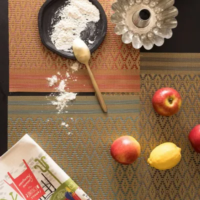 Table cloths - Kadra Placemat Set Rouge/Or 33 X 45 - MAISON VIVARAISE - SDE VIVARAISE WINKLER