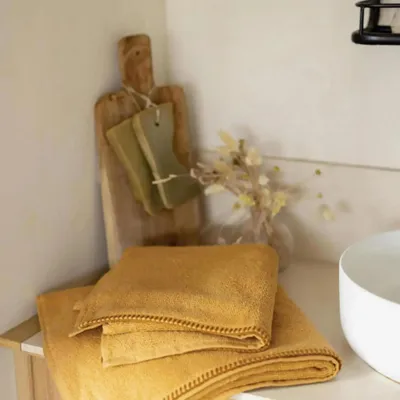 Serviettes de bain - Serviette invité Bora Moutarde 30 x 50 - MAISON VIVARAISE - SDE VIVARAISE WINKLER
