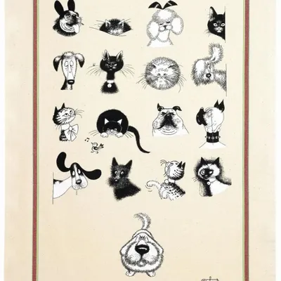 Torchons - Grand torchon Dubout Multi portraits Ecru 60 x 80 - MAISON VIVARAISE - SDE VIVARAISE WINKLER