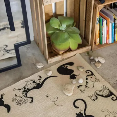 Tapis - Tapis Dubout Multi Chats Ecru 60 x 90 - MAISON VIVARAISE - SDE VIVARAISE WINKLER