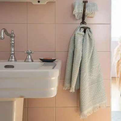 Bath towels - Zoé Guest Towel Jade 30 X 50 - MAISON VIVARAISE - SDE VIVARAISE WINKLER