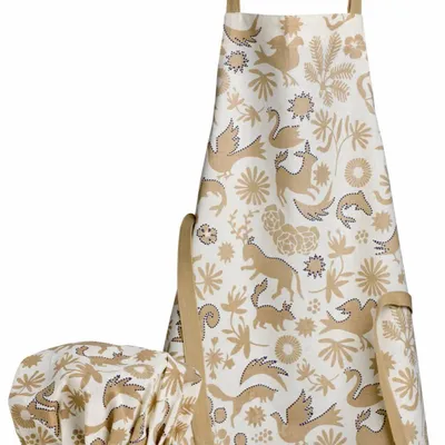 Aprons - Pandi Organic Cotton Kitchen Apron and Chef's Hat Naturel 52 X 63 - MAISON VIVARAISE - SDE VIVARAISE WINKLER