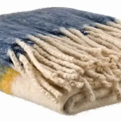 Throw blankets - Recycled Striped Throw Isabel Mousse 130 X 160 - MAISON VIVARAISE - SDE VIVARAISE WINKLER