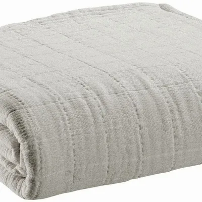Linge de lit - Jeté recyclé Lisa Perle 180 x 260 - MAISON VIVARAISE - SDE VIVARAISE WINKLER