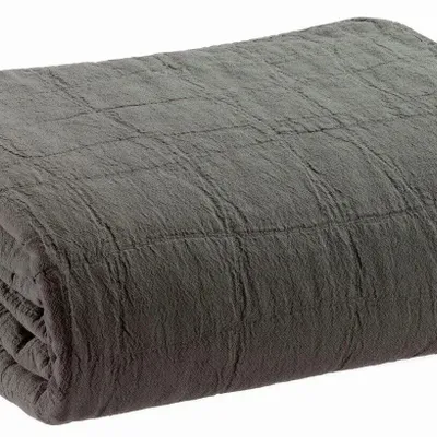 Bed linens - Recycled Bed Throw Titou Carbone 240 X 260 - MAISON VIVARAISE - SDE VIVARAISE WINKLER