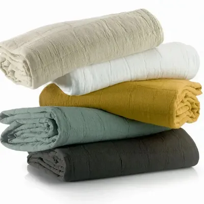 Bed linens - Recycled Bed Throw Titou Lin 240 X 260 - MAISON VIVARAISE - SDE VIVARAISE WINKLER