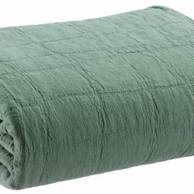 Bed linens - Recycled Bed Throw Titou Vert de gris 240 X 260 - MAISON VIVARAISE - SDE VIVARAISE WINKLER