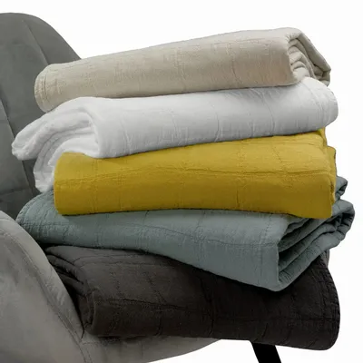 Bed linens - Recycled Bed Throw Titou Vert de gris 240 X 260 - MAISON VIVARAISE - SDE VIVARAISE WINKLER