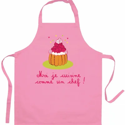 Aprons - Children's cooking apron I cook like a recycled chef Rose 52 X 63 - MAISON VIVARAISE - SDE VIVARAISE WINKLER