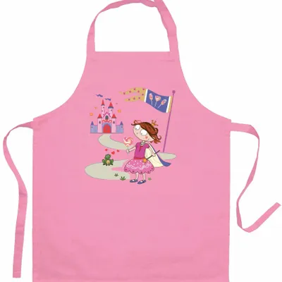 Tabliers de cuisine - Tablier de cuisine enfant Princesse et grenouille recyclé Rose 52 x 63 - MAISON VIVARAISE - SDE VIVARAISE WINKLER