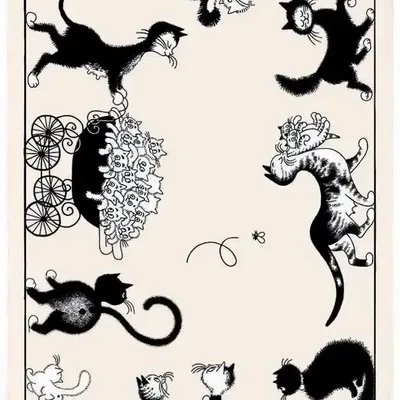 Dish towels - Dubout Chats farandole Tea Towel Écru 48 X 72 - MAISON VIVARAISE - SDE VIVARAISE WINKLER