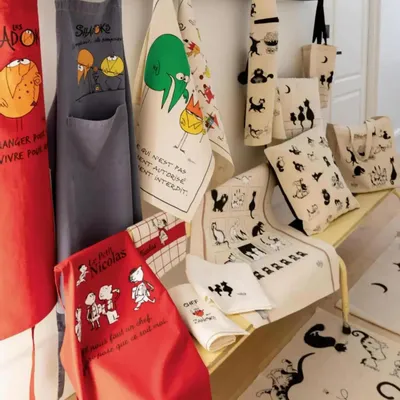 Dish towels - Dubout Chats farandole Tea Towel Écru 48 X 72 - MAISON VIVARAISE - SDE VIVARAISE WINKLER