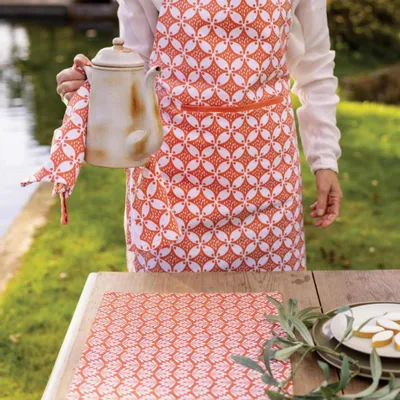 Tabliers de cuisine - Tablier de cuisine enduit Fatou recyclé Corail 72 x 85 - MAISON VIVARAISE - SDE VIVARAISE WINKLER