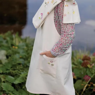 Aprons - Recycled Gardenia kitchen apron Écru 110 X 80 - MAISON VIVARAISE - SDE VIVARAISE WINKLER