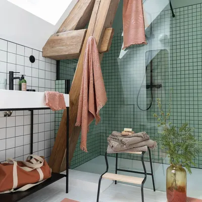 Serviettes de bain - Drap de bain uni Zoe Argile 100 x 180 - MAISON VIVARAISE - SDE VIVARAISE WINKLER
