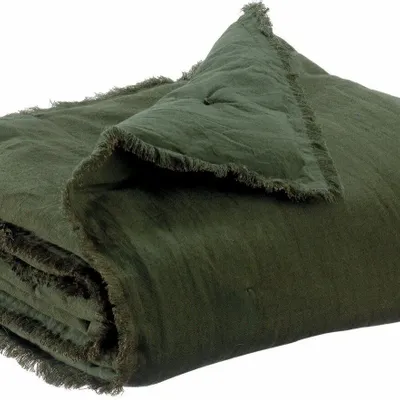 Throw blankets - Laly Plain Throw Olive 135 X 200 - MAISON VIVARAISE - SDE VIVARAISE WINKLER