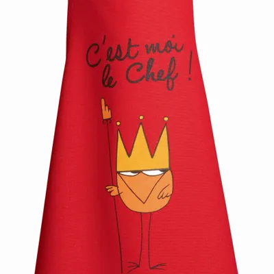 Aprons - Shadok Roi Chef children's cooking apron Rouge 52 X 63 - MAISON VIVARAISE - SDE VIVARAISE WINKLER
