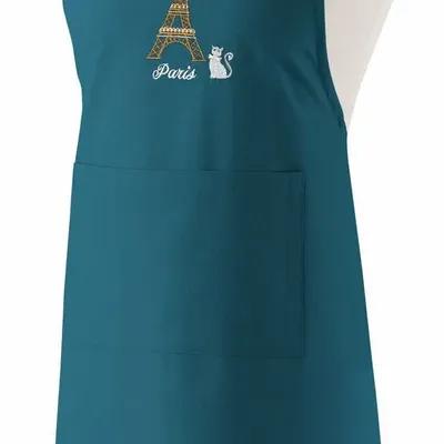 Aprons - Recycled Japanese Kitchen Apron Tour Eiffel Paon 125 X 85 - MAISON VIVARAISE - SDE VIVARAISE WINKLER