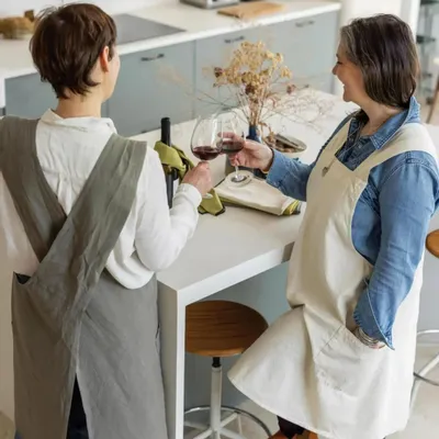 Aprons - Recycled Japanese Kitchen Apron Haru Badiane 78 X 100 - MAISON VIVARAISE - SDE VIVARAISE WINKLER