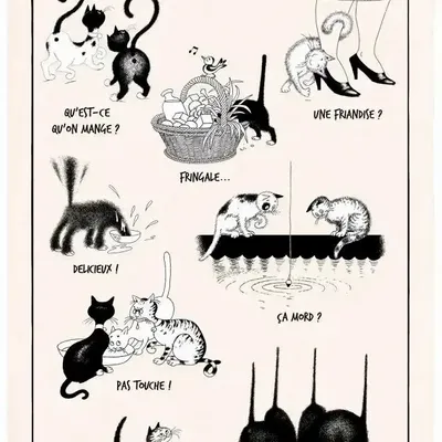 Torchons - Torchon Dubout La gourmandise Ecru 48 x 72 - MAISON VIVARAISE - SDE VIVARAISE WINKLER