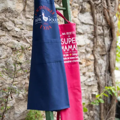 Aprons - Recycled ""Papa poule"" Kitchen Apron Indigo 72 X 90 - MAISON VIVARAISE - SDE VIVARAISE WINKLER