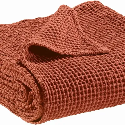 Linge de lit - Jeté recyclé Maia Sienne 180 x 260 - MAISON VIVARAISE - SDE VIVARAISE WINKLER