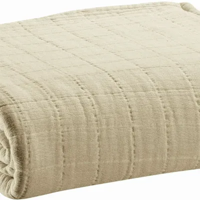 Linge de lit - Jeté recyclé Lisa Naturel 180 x 260 - MAISON VIVARAISE - SDE VIVARAISE WINKLER