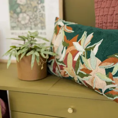 Cushions - Embroidered Cushion Alina Pétrole 45 X 45 - MAISON VIVARAISE - SDE VIVARAISE WINKLER