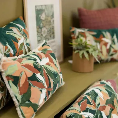 Cushions - Embroidered Cushion Alina Pétrole 40 X 65 - MAISON VIVARAISE - SDE VIVARAISE WINKLER