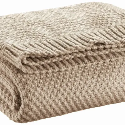Plaids - Plaid tricot recyclé Danilo Naturel 130 x 160 - MAISON VIVARAISE - SDE VIVARAISE WINKLER