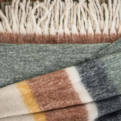 Throw blankets - Isabel Recycled Plain Throw Olive 130 X 160 - MAISON VIVARAISE - SDE VIVARAISE WINKLER