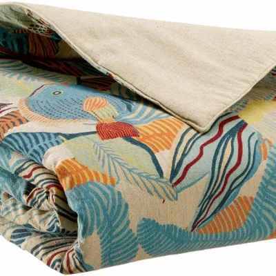 Plaids - Edredon imprimé Dori Lagon 85 x 200 - MAISON VIVARAISE - SDE VIVARAISE WINKLER