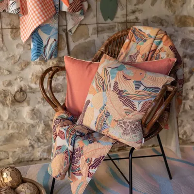 Cushions - Dori Printed Cushion Papaye 45 X 45 - MAISON VIVARAISE - SDE VIVARAISE WINKLER