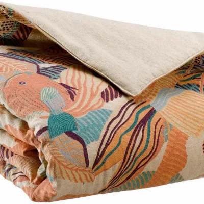Plaids - Edredon imprimé Dori Papaye 85 x 200 - MAISON VIVARAISE - SDE VIVARAISE WINKLER