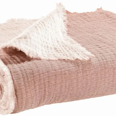 Linge de lit - Jeté Emilio Terracotta 260 x 260 - MAISON VIVARAISE - SDE VIVARAISE WINKLER