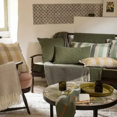 Cushions - Recycled Cushion Maia Eucalyptus 30 X 50 - MAISON VIVARAISE - SDE VIVARAISE WINKLER