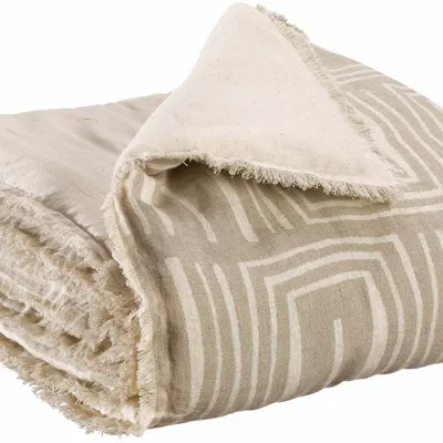 Plaids - Edredon imprimé Tina Naturel 85 x 200 - MAISON VIVARAISE - SDE VIVARAISE WINKLER