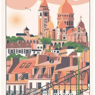 Dish towels - Village Montmartre Tea Towel Écru 48 X 72 - MAISON VIVARAISE - SDE VIVARAISE WINKLER