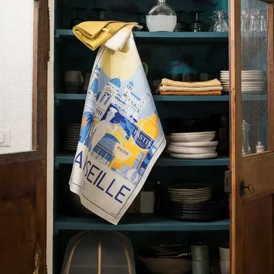 Dish towels - Marseille Tea Towel Blanc 48 X 72 - MAISON VIVARAISE - SDE VIVARAISE WINKLER