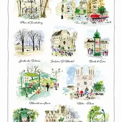 Dish towels - Paris scénettes Tea Towel Blanc 48 X 72 - MAISON VIVARAISE - SDE VIVARAISE WINKLER