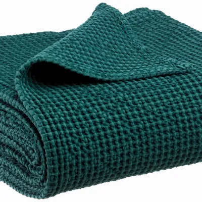 Linge de lit - Jeté recyclé Maia Pétrole 260 x 260 - MAISON VIVARAISE - SDE VIVARAISE WINKLER