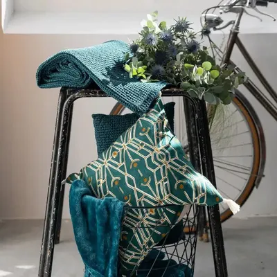 Cushions - Recycled Cushion Maia Pétrole 45 X 45 - MAISON VIVARAISE - SDE VIVARAISE WINKLER