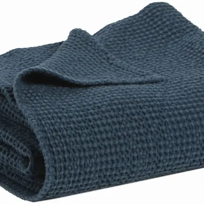 Bed linens - Recycled Throw Maia Navy 260 X 260 - MAISON VIVARAISE - SDE VIVARAISE WINKLER