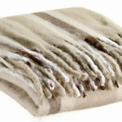 Throw blankets - Isabel Striped Recycled Throw Nuage 130 X 160 - MAISON VIVARAISE - SDE VIVARAISE WINKLER