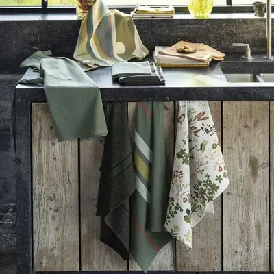Dish towels - Isae Recycled Tea Towel Matcha 50 X 70 - MAISON VIVARAISE - SDE VIVARAISE WINKLER
