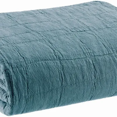 Linge de lit - Jeté recyclé Titou Acier 240 x 260 - MAISON VIVARAISE - SDE VIVARAISE WINKLER