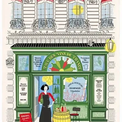 Dish towels - Façade caviste Tea Towel Écru 48 X 72 - MAISON VIVARAISE - SDE VIVARAISE WINKLER