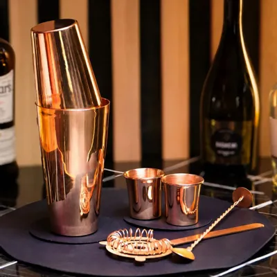 Coffee and tea - Handcrafted Solid Copper Cocktail Set – Shaker, Jiggers, Strainer & Ba - BELS & PEARL